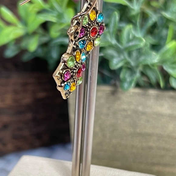 EARRINGS SUNBURST DAISY EARRINGS rich multi colored VIBRANT dainty Boho Chic - Picture 3 of 9